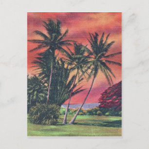 Palmen auf der Insel Hawaii, Vintage Reiseplakat Postkarte