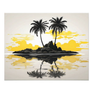 Palmen auf einer abgelegenen Insel bei Sonnenunter Fotodruck