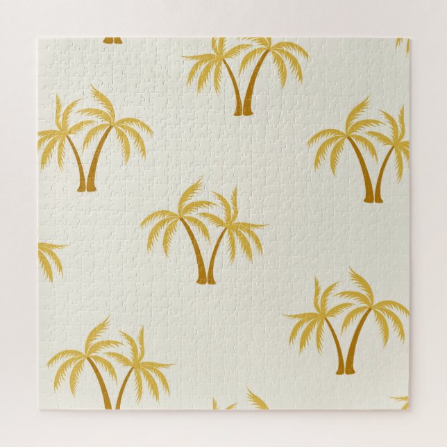 Palmen aus Gold: Tropisches Textil. Puzzle (Vertikal)
