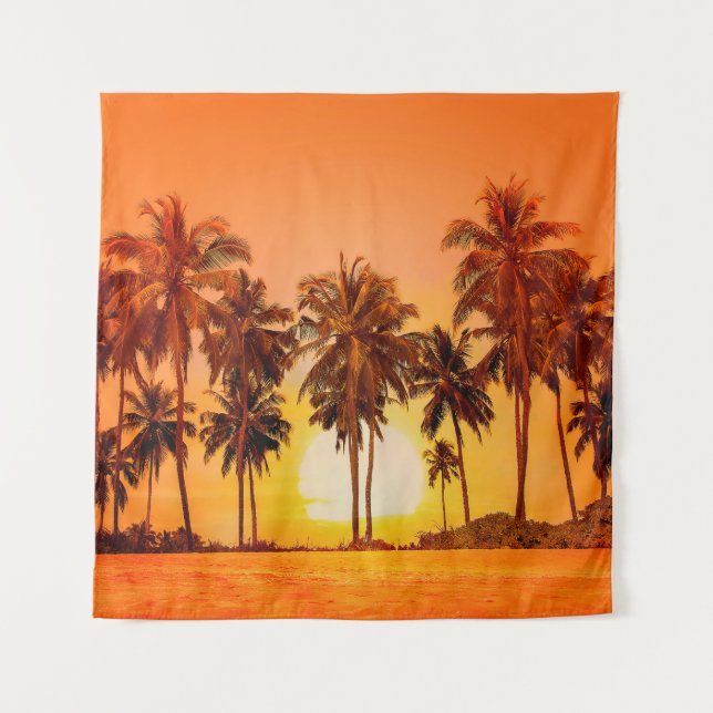 Palmen bei Sonnenuntergang. Sri Lanka. Wandteppich (Vorderseite)