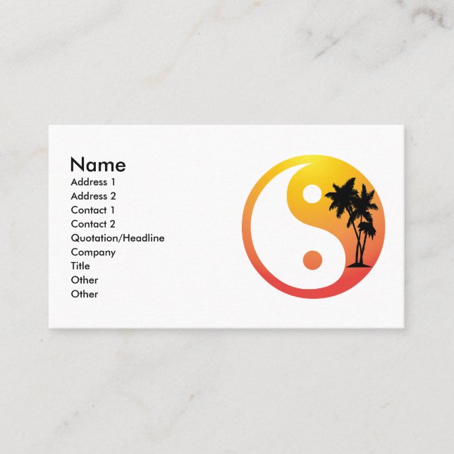 Palmen bei Sunset Yin Yang Business Card Visitenkarte (Vorderseite)