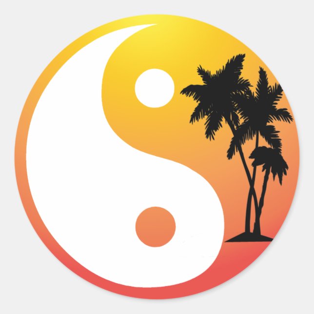 Palmen bei Sunset Yin Yang Sticker (Vorderseite)