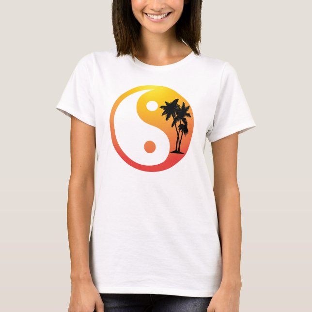 Palmen bei Sunset Yin Yang T-Shirt (Vorderseite)