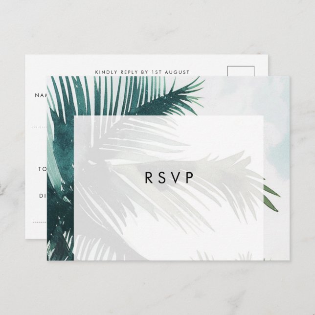 Palmen Boho Beach Hochzeit uAwg Postkarte (Vorne/Hinten)