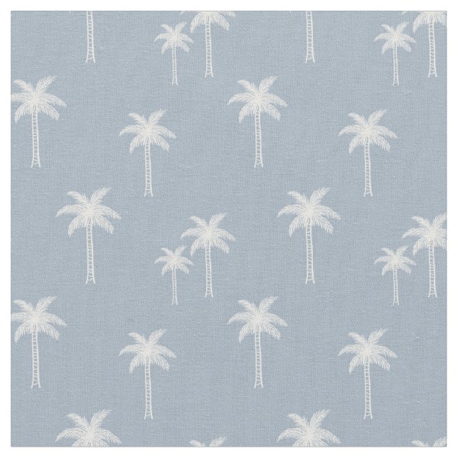 Palmen Boho Küsten Tropical Sommer Blau Stoff (Nahaufnahme)