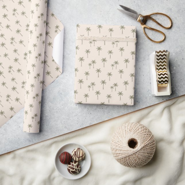 Palmen Boho Sommer Tropisch Neutral Creme Geschenkpapier (Kunsthandwerk)
