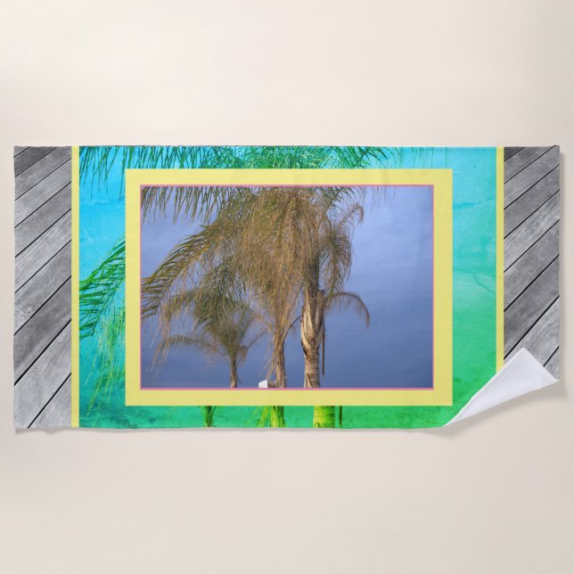 Palmen Deckplanken Strandtuch (Vorderseite)