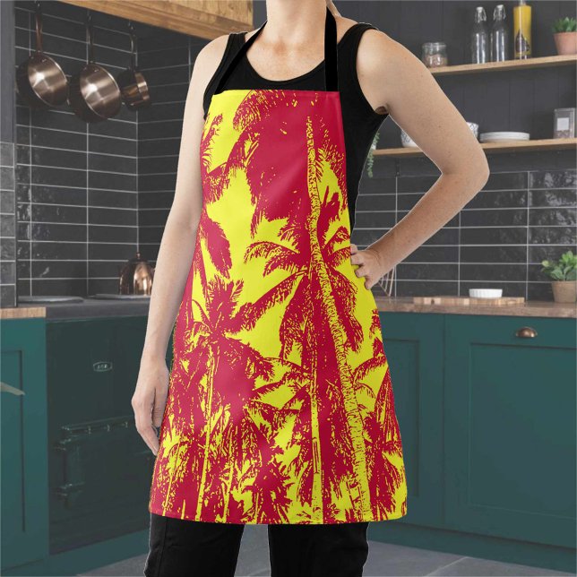 Palmen Design in Rot und Gelb Schürze (Von Creator hochgeladen)
