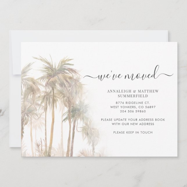 Palmen, die wir bewegt haben Änderung der Adresse  Ankündigung (Vorderseite)