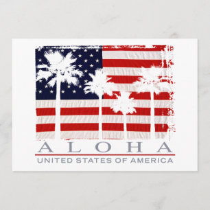 Palmen-Flagge USA-Aloha Party Einladungen
