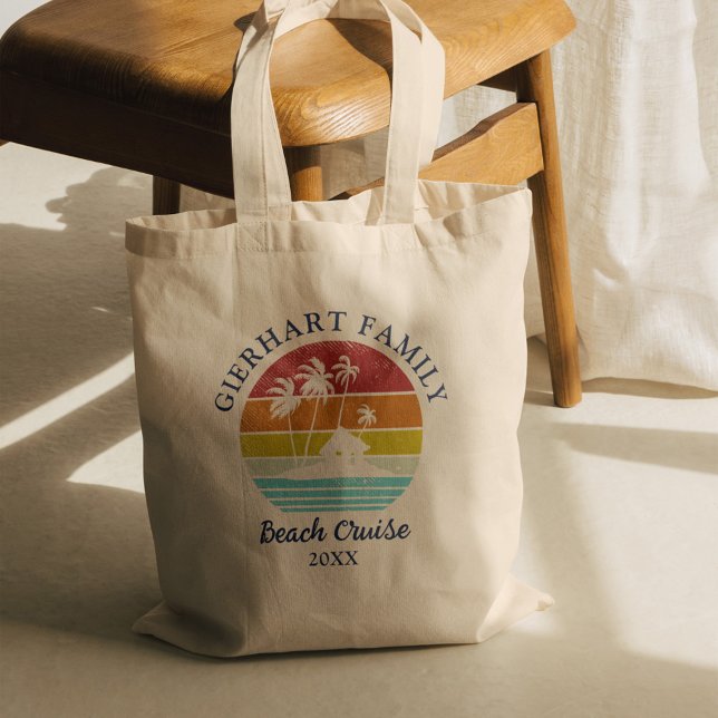 Palmen für Familienurlaub - angepasste Anpassung Tragetasche (Family Reunion Retro Beach Hut Spring Beach Cruise Tote Bag)