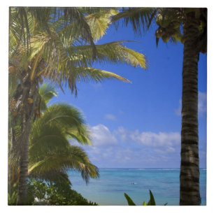 Palmen gesäumter Strand Cook Islands 2 Fliese