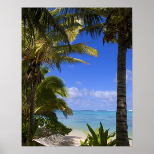 Palmen gesäumter Strand Cook Islands 2 Poster