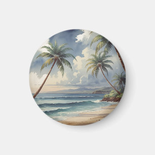 Palmen Hawaii Reise Honolulu Blauer Ozean Magnet