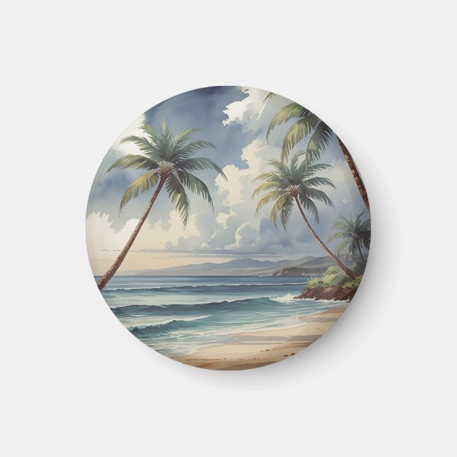 Palmen Hawaii Reise Honolulu Blauer Ozean Magnet (Vorne)