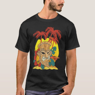 Palmen Hawaiianische Tiki-Maske Luau-Party Polynes T-Shirt
