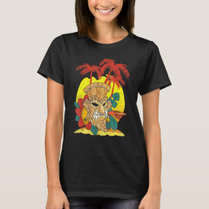 Palmen Hawaiianische Tiki-Maske Luau-Party Polynes T-Shirt