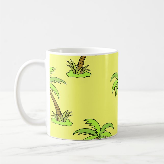 Palmen: Helle Vintage Illustration. Kaffeetasse (Links)