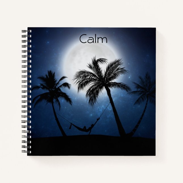 Palmen im Mondschein Notizbuch (Vorderseite)