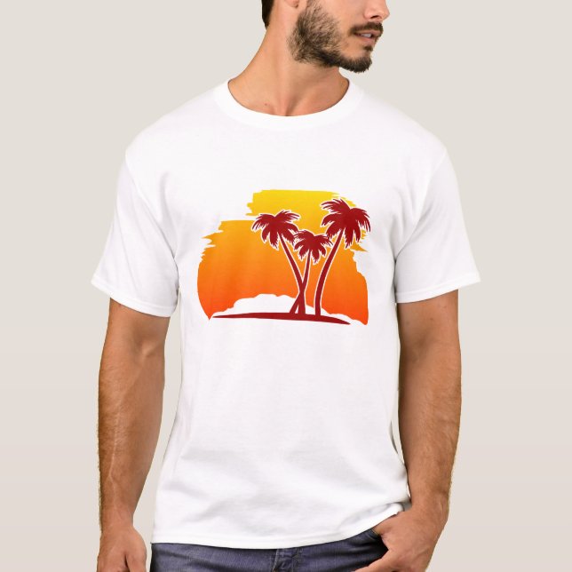 Palmen im Sonnenuntergang T-Shirt (Vorderseite)