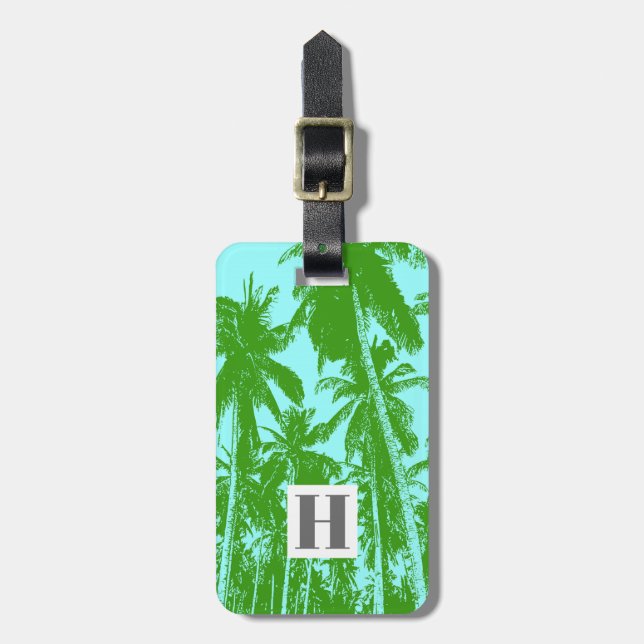 Palmen in einem posterisierten Design Gepäckanhänger (Vorderseite vertikal)