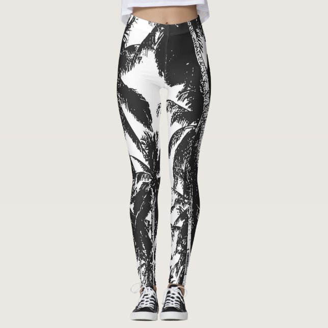 Palmen in einem posterisierten Design Leggings (Vorderseite)