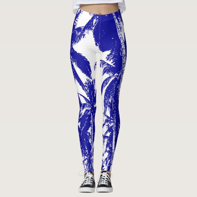 Palmen in einem posterisierten Design Leggings (Vorderseite)