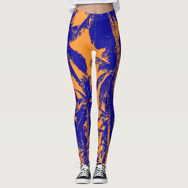 Palmen in einem posterisierten Design Leggings (Vorderseite)