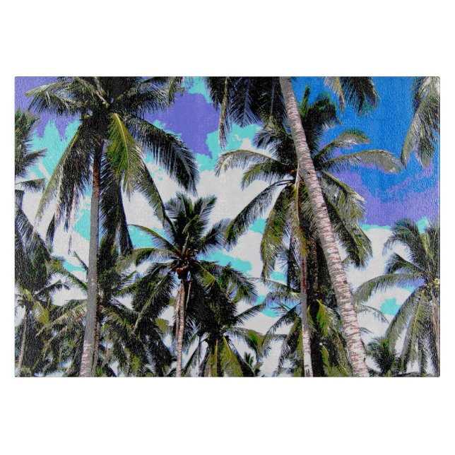 Palmen in einem posterisierten Design Schneidebrett (Vorderseite)