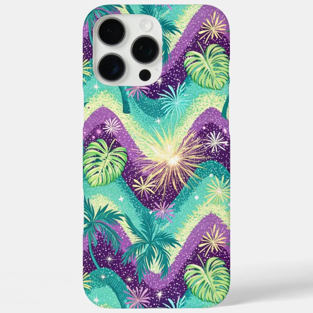 Palmen in grün und lila Case-Mate iPhone hülle (Rückseite)