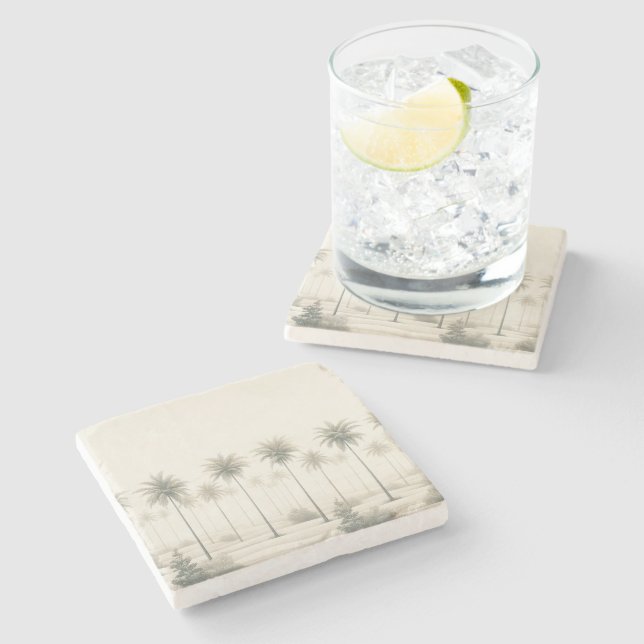 Palmen in Miami Steinuntersetzer (Seitenansicht)