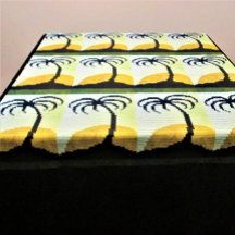 Palmen Insel Sun Green Artisan Crochet Print