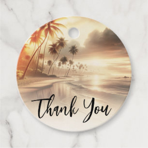 Palmen Küstenstrand Ozean Sonnenaufgang Hochzeit Geschenkanhänger