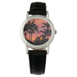 Palmen mit Silhouette, Hawaii Armbanduhr