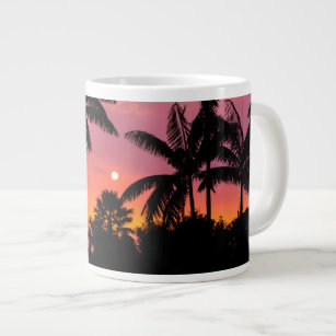 Palmen mit Silhouette, Hawaii Jumbo-Tasse