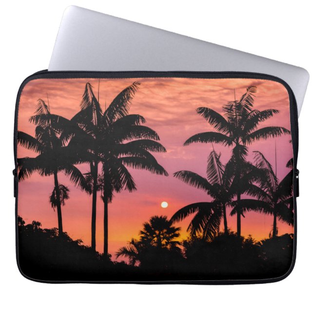 Palmen mit Silhouette, Hawaii Laptopschutzhülle (Vorderseite)