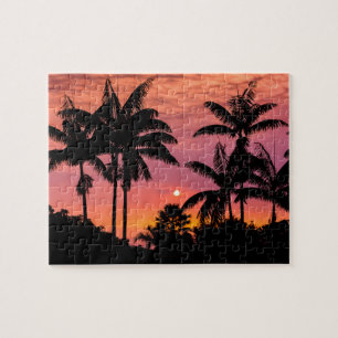 Palmen mit Silhouette, Hawaii Puzzle