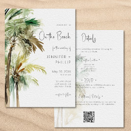 Palmen modern am Strand Hochzeit zwei Seiten Einladung