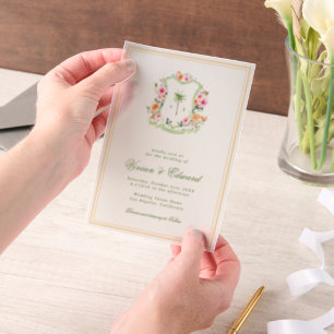 Palmen-Monogramm-Wappen Vellum Strandhochzeit