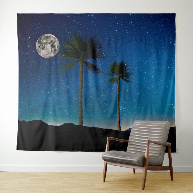 Palmen nachts wandteppich (Beispiel (Horizontal))