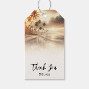 Palmen & Orange Sunset Beach Hochzeit Geschenkanhänger