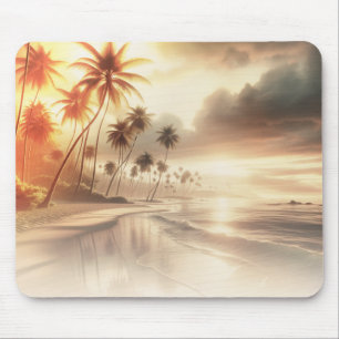 Palmen & Orangen Sonnenuntergangsstrand Mousepad