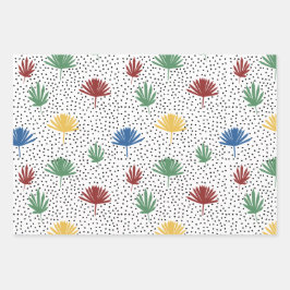 Palmen, Palmfronten und schwarze handgezogene Punk Geschenkpapier Set