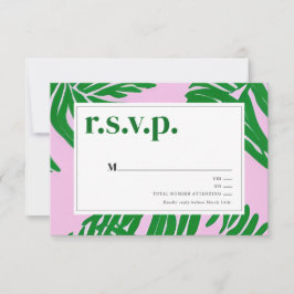 Palmen Pink & Green Tropical Beach Hochzeit RSVP Karte