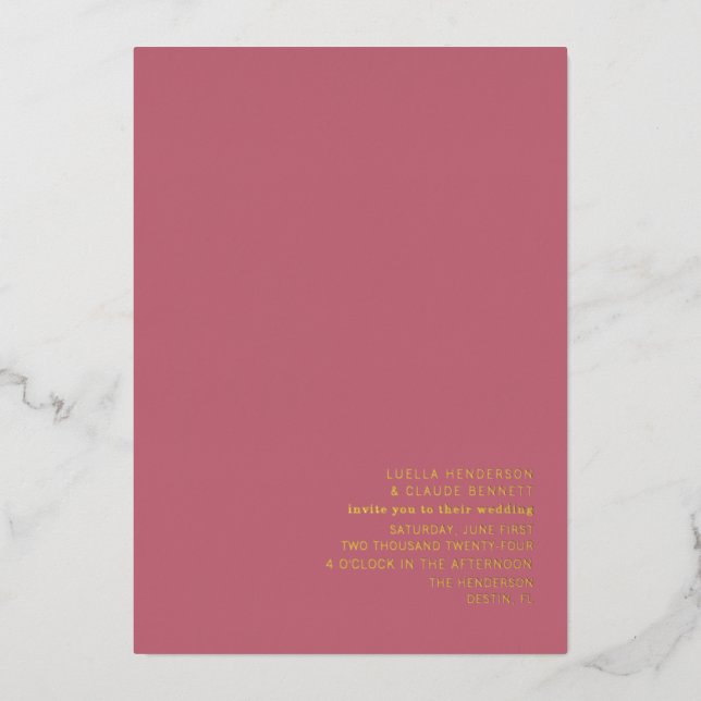 Palmen Rosa Hochzeitsfoil Einladung (Vorderseite)