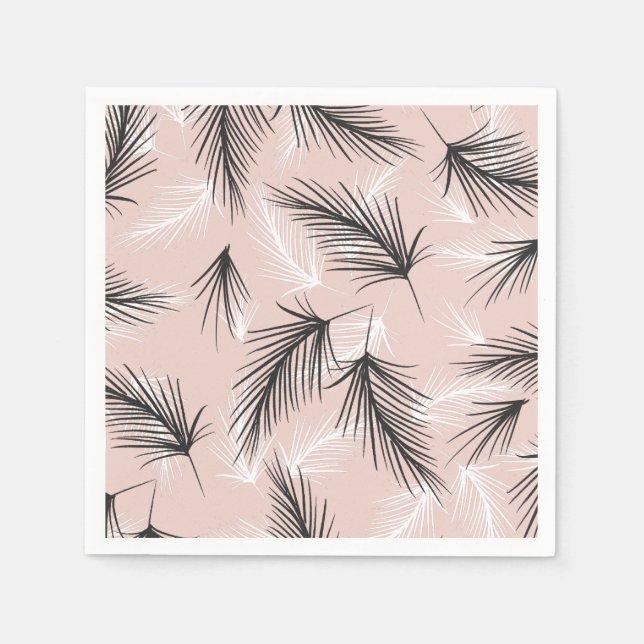 Palmen Schwarz-weiß Erdung Ton Rosa Serviette (Vorderseite)