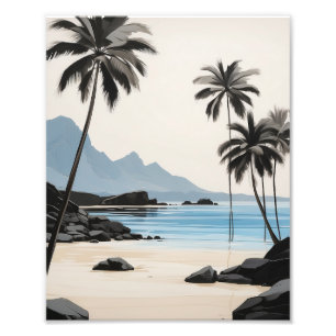 Palmen schwingen an einem ruhigen Strand Fotodruck