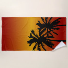 Palmen Silhouette in Orangensonne Strandtuch