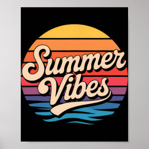 Palmen Sommer Stimmung Retro Surfen Sonnenuntergan Poster