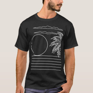 Palmen Sonne Strand Retro Schwarz-Weiß Minimal T-Shirt
